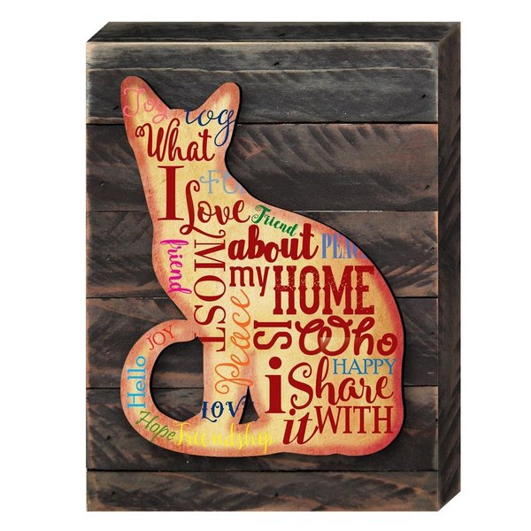 Designocracy Spring Cat on Rustic Wooden Block Wall Decor 98113W12